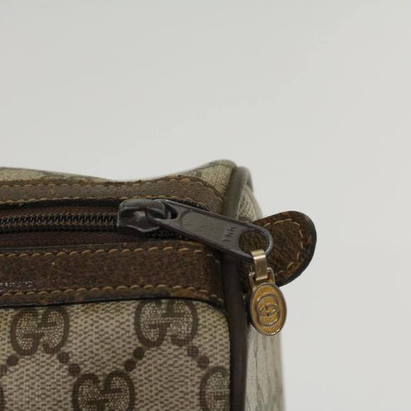 GUCCI GG Canvas Web Sherry Line Boston Bag PVC Leather Beige Green Auth ki3376 - Picture 10 of 16
